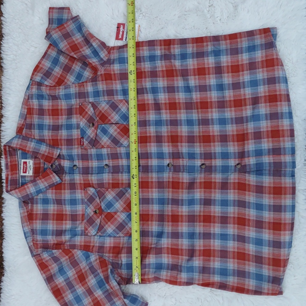 Wrangler, Size 2XL Vibrant Brown and Blue Checkered Shirt - Picture 12 of 17